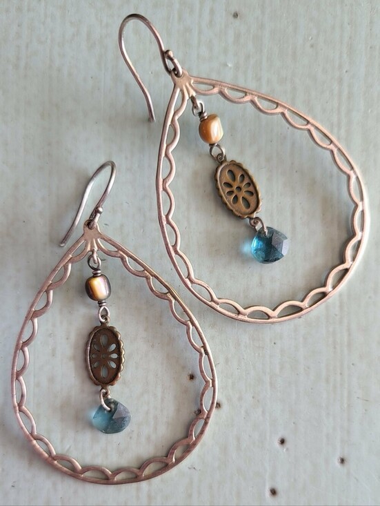 Silpada Jewelry - Silpada Teardrop Dangle Earrings in Sterling Silver with Blue and Pearl Accents